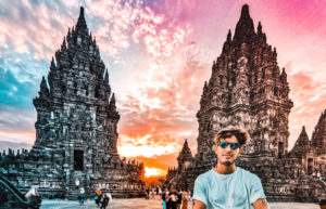 Io col Tramonto di Prambanan